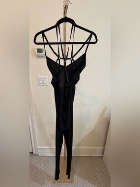Hauty Black Sheer Strappy Harness Catsuit Jumpsuit NWT One Size
